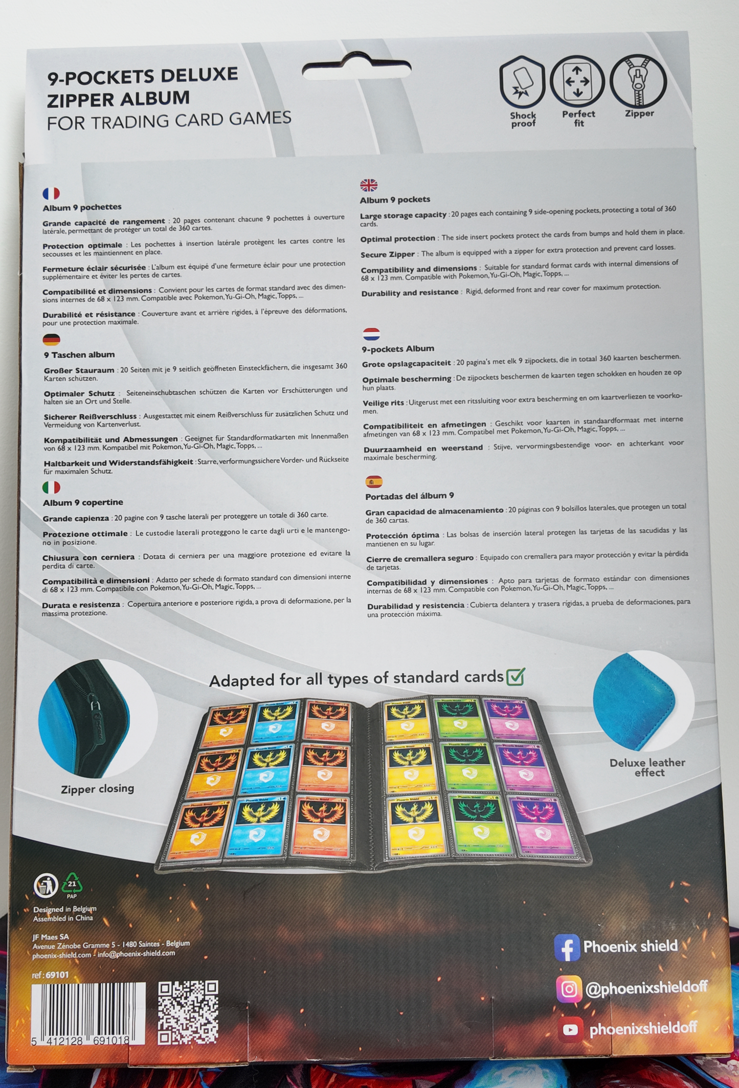 Classeur Turquoise 9 cases avec Zip - Phoenix Shield